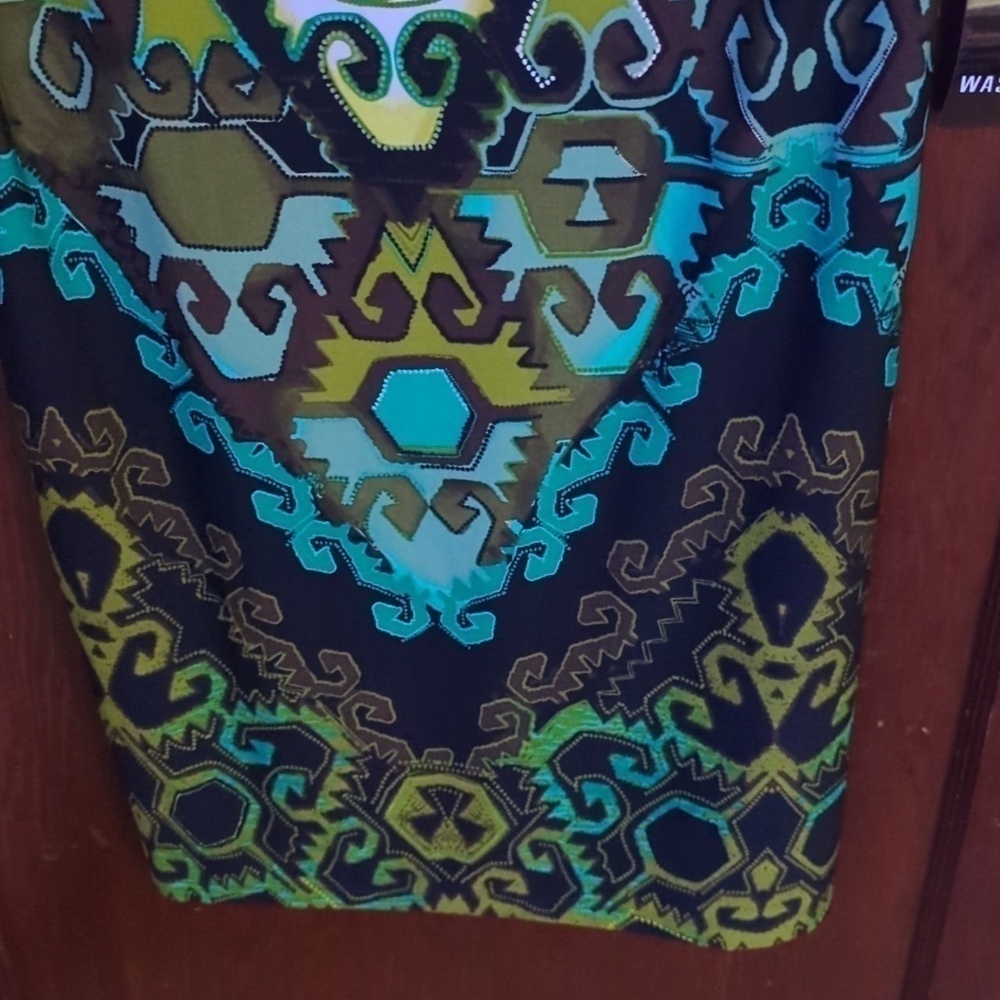 New with Tags Sandra Darren Green,Black, & Teal Short Sleeve Stretch Dress Sz 12 - Picture 3 of 7